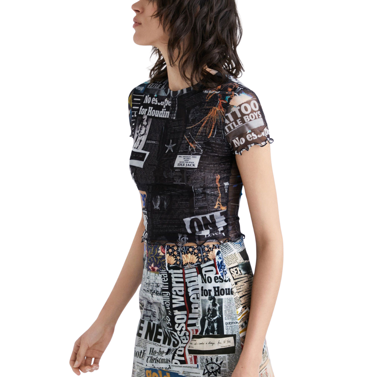 desigual se (3) Top damă Desigual transparent multicolor – mărime XL – mesh - imagine 1