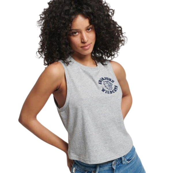 Maieu crop damă Superdry gri cu logo – mărime XS – casual sport