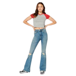 Tricou damă Superdry crop gri cu roșu – mărime M – casual - imagine 2