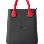 O bag Geantă damă neagră cu mânere roșii
