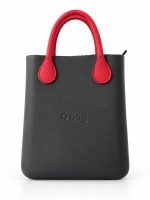 O bag Geantă damă neagră cu mânere roșii