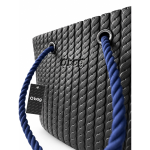 O bag Geantă damă neagră cu mânere tip șnur bleumarin - imagine 2