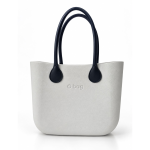 O bag – Geantă damă albă cu mânere albastru închis