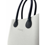 O bag – Geantă damă albă cu mânere albastru închis - imagine 2