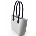O bag – Geantă damă albă cu mânere albastru închis - imagine 3