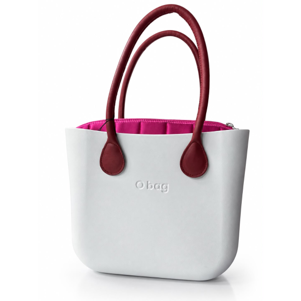 O bag Geantă damă albă cu mânere bordo