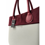O bag Geantă gri deschis cu detalii bordo - imagine 2