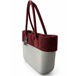 O bag Geantă gri deschis cu detalii bordo - imagine 3